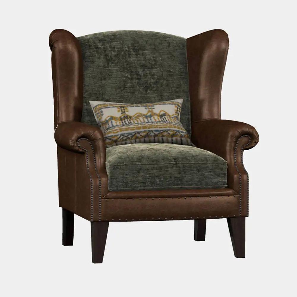 Constable Wing Chair Galveston Bark and Coco Velvet Olive